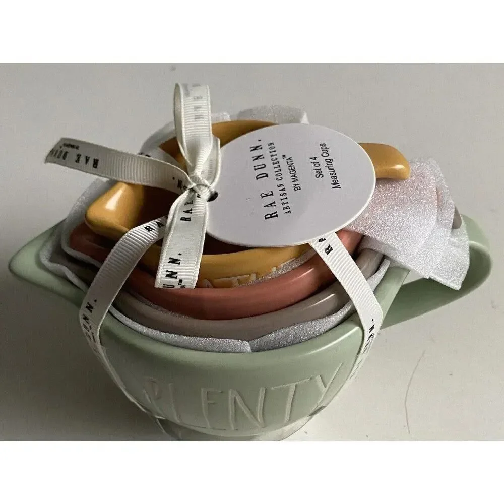 RAE DUNN Thanksgiving Measuring Cups‎ Gather Bounty Blessings Plenty Ceramic NEW